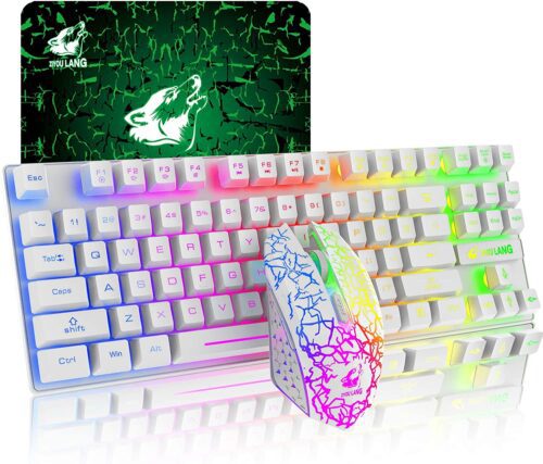 87 llaves Combo de teclado inalámbrico y ratón Arco iris