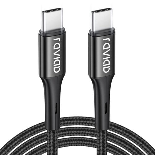 RAVIAD Cable USB C a USB C 2M, 60W Cable Tipo C a Tipo C con Power Delivery 20V/3A Carga Rapida para Samsung Galaxy S21 / S20, Huawei P40 / P30, OnePlus, Xperia, Google Pixel- Negro