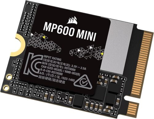 Corsair MP600 Mini 1TB M.2 NVMe PCIe x4 Gen4 2 SSD - M.2 2230 - hasta 4.800MB/seg Lectura Secuencial - NAND 3D TLC de Alta Densidad - Ideal para Rog Ally y Microsoft Surface - Negro