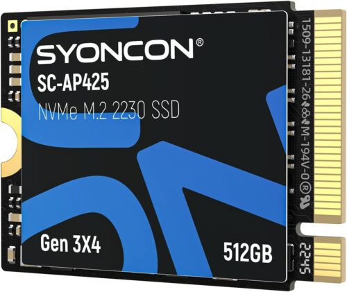 SYONCON AP425 M.2 2230 SSD NVMe PCIe Gen 3.0X4 Unidad Interna de Estado sólido Compatible con Steam Deck/Microsoft Surface Pro 8/Pro 7+/Pro X/laptop3/laptop4/laptop go/book3 (512 GB)